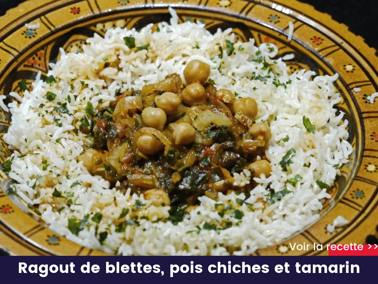 Ragout de blettes, pois chiches et tamarin